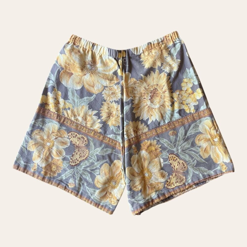 High-Waist Floral Sunflower Shorts